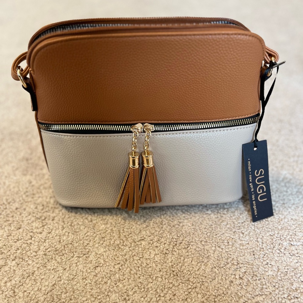 Crossbody shoulder Tassle bag (2 tone)